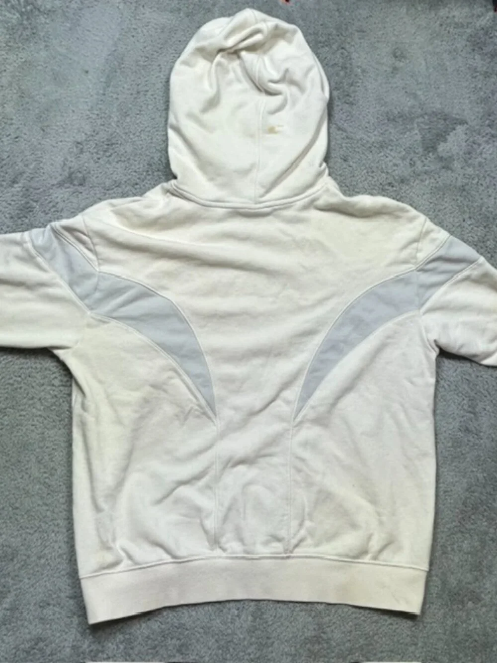 Nike Air Hoodie Women's M White Gray Fleece Center Swoosh Oversized DD5417 SPOTS